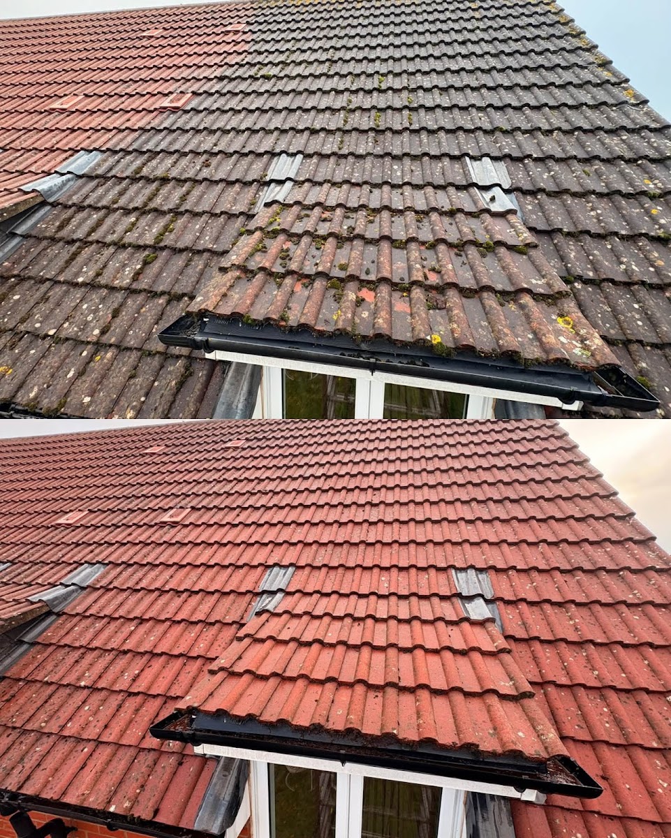 Before and after roof clean in Somerset, Somerset