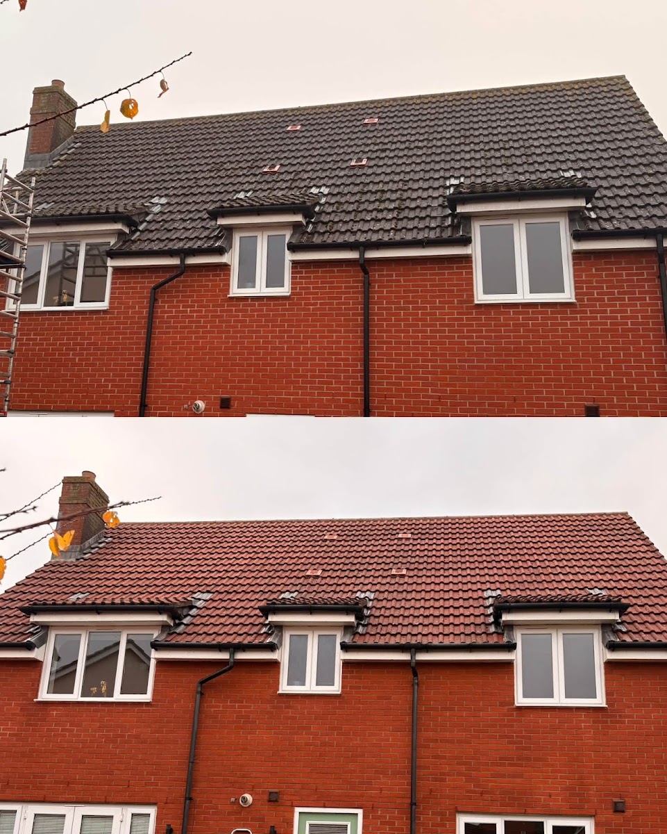 Before and after roof clean in Somerset, Somerset