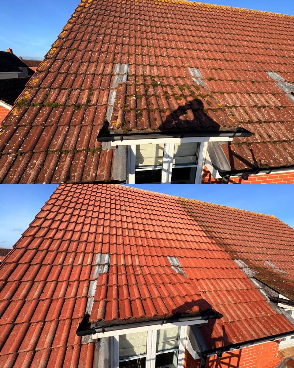 Before and after roof clean in Somerset, Somerset